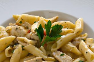 Savor Farfalle: Chicken and Roasted Garlic Delight Unveiled